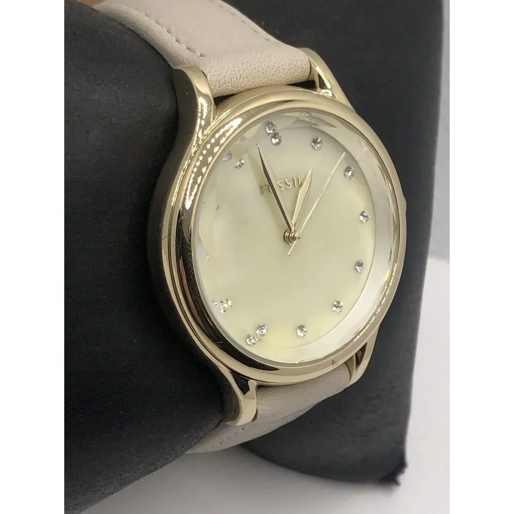 Fossil BQ3391 Women's White Leather Analog Dial Quartz Genuine Wrist Watch OP650